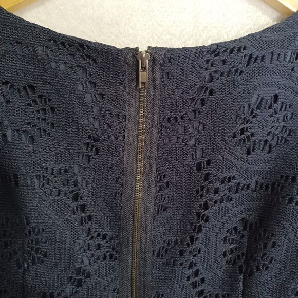 Adrianna Papell Dress Size 8 Navy Blue Lace Overlay Sheath Elbow Sleeves NEW - Picture 5 of 12